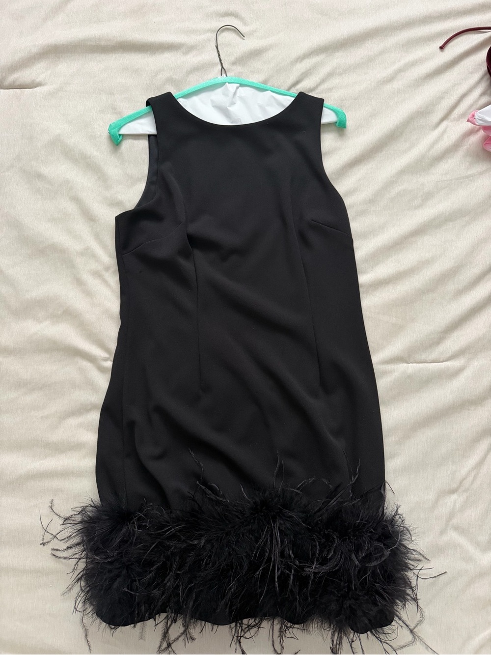 Donna Morgan Black Sleeveless Feather Dress